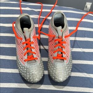 Vibrant Orange and Gray Sneakers